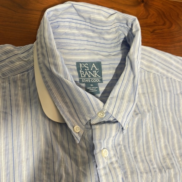 NWT Jos. A. Bank Stays Cool Blue and White Pinstripe Button Down Dress Shirt - Picture 6 of 10
